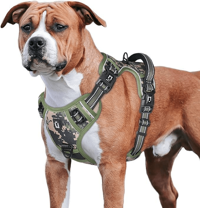 XL Camouflage Green Reflective Dog Harness